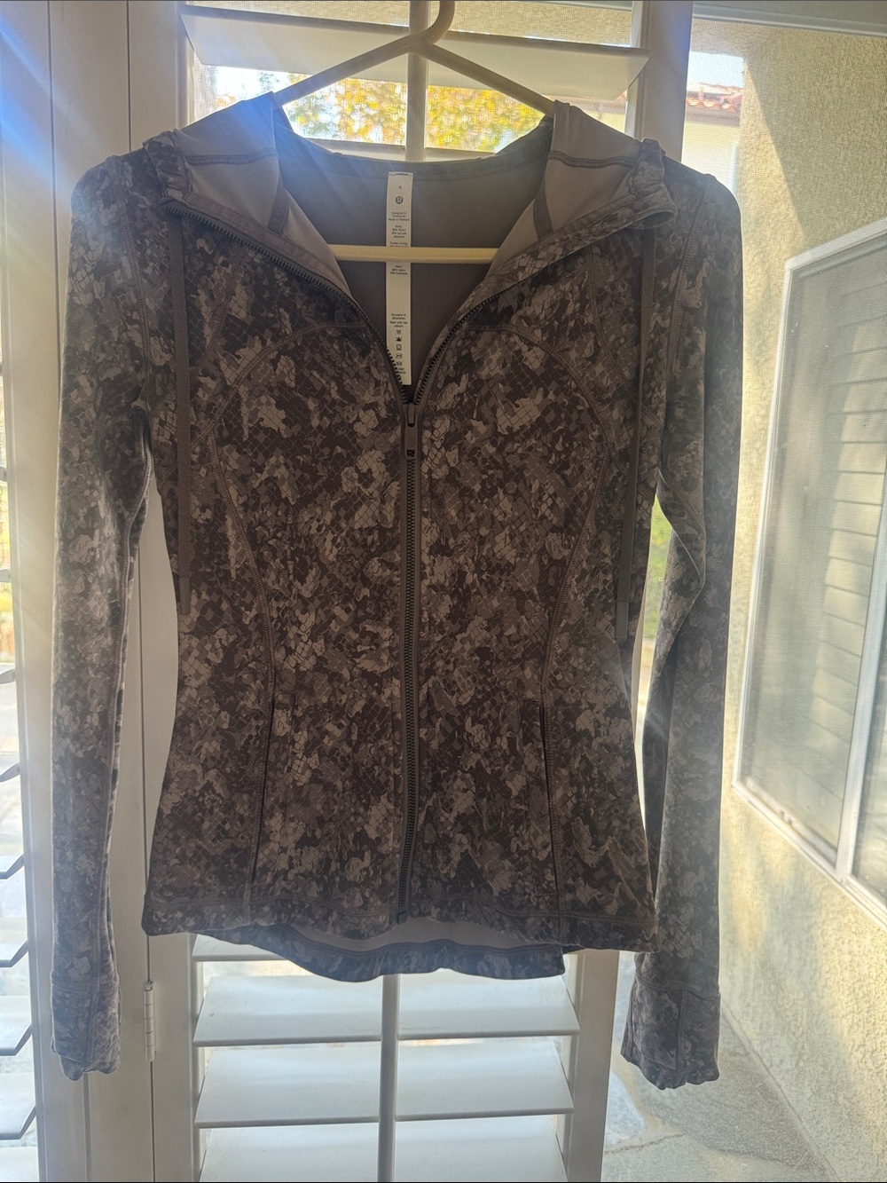 lululemon athletica Gray Camo Pattern Zip-Up Hoodie